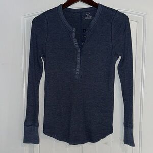 Aerie Navy Long Sleeve Henley